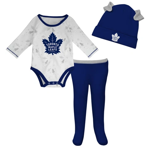 Newborn & Infant White/Blue Toronto Maple Leafs Dream Team Hat Pants & Bodysuit Cover