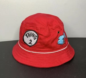 Neu mit Etikett Dr. Seuss Universal Studios Fischerhut rot „Thing 1“ „Thing 2“ Kleinkindgröße - Bild 1 von 12
