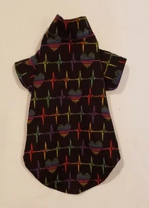 Rainbow Hearts Flannel Night Shirt Pajamas Dog Puppy Pet Clothes  - XXXS - Picture 1 of 2