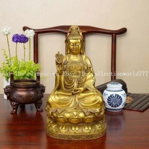 10'' brass craft home busshism temple auditorium decorate Avalokitesvara Guanyi - Picture 1 of 12