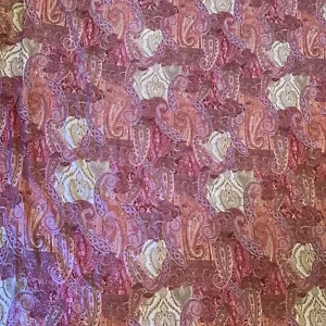 ECHO Burgundy Pink Cream Paisley Floral Duvet Cover. 68” W. X 84” Long Cotton - Picture 1 of 14