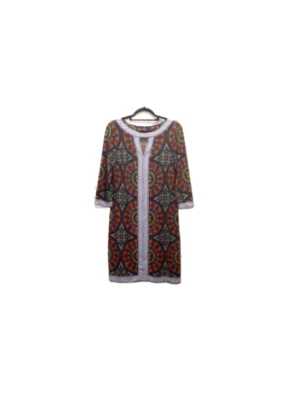 MUSE Womens Size 10 Buttery Soft 3/4 Sleeve Mosaic Shift Dress Business Office - Image 1 of 4