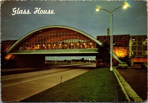 Vintage Postcard OK Glass House Restaurant at Night Will Rogers Turnpike - Picture 1 of 3
