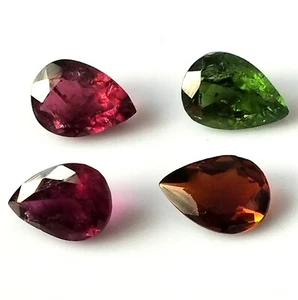 Natural Tourmaline 5X7 mm Pear Faceted Multi Color Wholesale Gemstone 4 Pieces - Picture 1 of 6