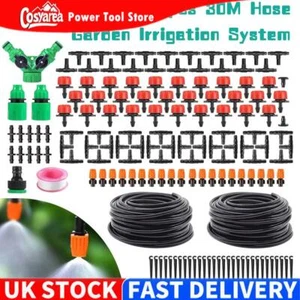 30M Drip Irrigation Automatic Watering Timer Plant Lawn Garden Hose System Kit - Picture 1 of 20