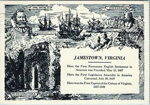 Jamestown Virginia Postcard Williamsburg VA to Penna 1960 Posted - Picture 1 of 2