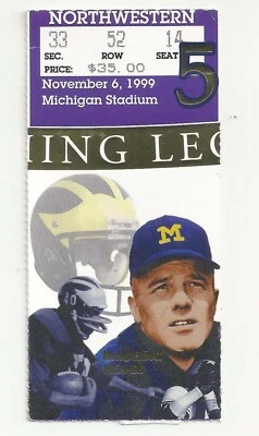 1999 Michigan v Northwestern original football ticket stub Tom Brady 3 TD passes - Image 1 of 2