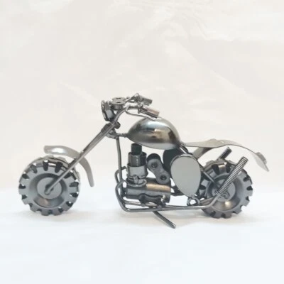 Collectible Handmade Scrap Metal Motorcycle Sculpture Motorbike Model Figurine - Image 1 of 4