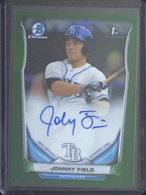 2014 Bowman Chrome Green Refractor Autograph #BCAP-JF Johnny Field No 43 of 75 - Image 1 of 2