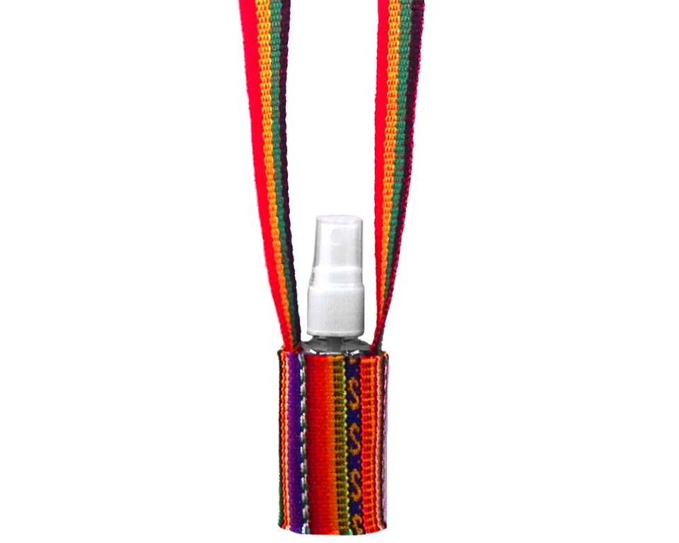 Rasta Tribal Fabric Sanitizer Spray Holder Necklace Refillable Bottle Sleeve Bag - Image 1 of 2