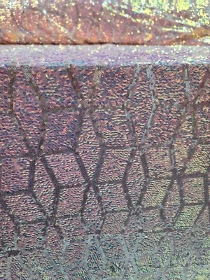 Fabric Sold By The Yard Pink Iridescent Sequin Embroidery On Stretch Mesh Dress - Image 1 of 4