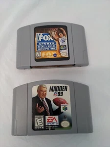 N64 Lot of 2 - NFL Madden 99 & Fox Sports College Hoops 99 Cartridge Only TESTED - Picture 1 of 2