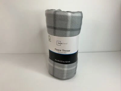 Mainstays Fleece Throw 50” x 60” Gris Cuadros-NUEVO Foto 1 de 4