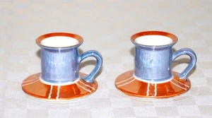 Old Noritake Candle Holder Mini Size Pair Luster Color Art Deco Antique Japan - Picture 1 of 10