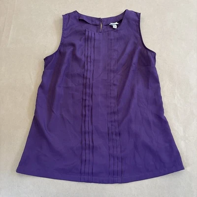 Merona Purple Blouse Shell Womens M Chiffon Minimalist Basic Office Career - Image 1 of 4