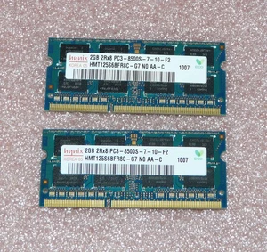 2x 2GB 2Rx8 DDR3 RAM PC3-8500S-7-10-F2 Hynix Notebook Arbeitsspeicher 204-polig - Bild 1 von 2