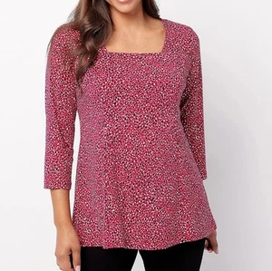 Susan Graver Size 3X Paris Rose Printed Liquid Knit Fit & Flare Tunic - Picture 1 of 3