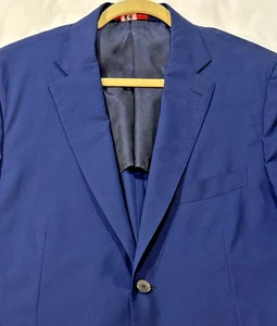 Isaia Napoli 150s Aqualight Blue Base S Wool/Silk Jacket 44 - Picture 1 of 9