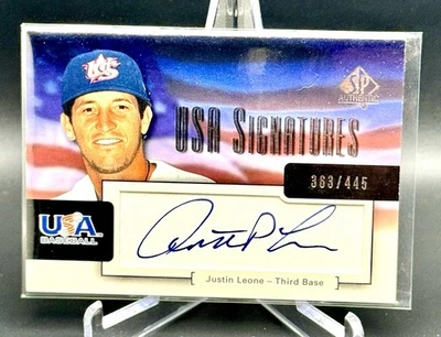 2004 SP Authentic - USA Signatures Justin Leone #USA-13 /445 (AU, RC) - Image 1 of 2