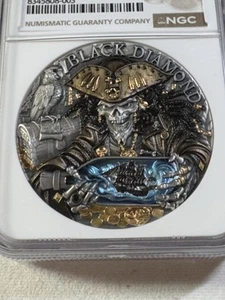 2025 Niue $5 Black Diamond Colorized Silver Coin Graded MS 70 Antiqued by NGC - Picture 1 of 12