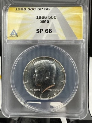 1966-P PCGS SP66 SMS Kennedy Half Dollar 50C. ANACS - Image 1 of 2