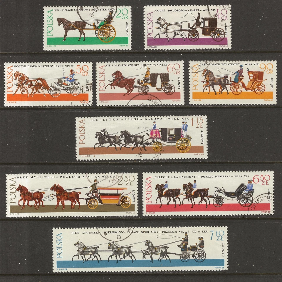 Poland 1965 Horse-drawn Carriages o/FU SG 1622-30 Fischer 1495-1503 — 第 1/1 张图片