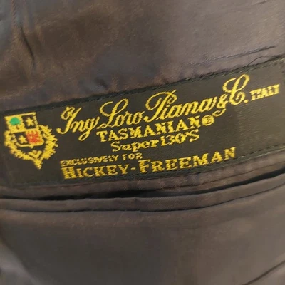 Hickey Freeman Loro Piana Super 130s union made Wool Blazer Jacket 40L dark gray - Image 1 of 4