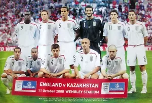 ENGLAND Vs. KAZAKHSTAN 2008 FOOTBALL POSTER - Gerrard, Rooney, Walcott, Lampard - Picture 1 of 1