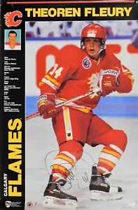 Theoren Fleury Calgary Flames Signed 22x34 Poster JSA Authenticated - Picture 1 of 3