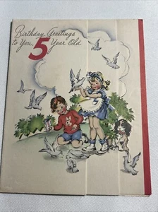 1943 5th Birthday Greeting Card Greetings Inc T2365 Fifth Five Children Kids - Picture 1 of 7