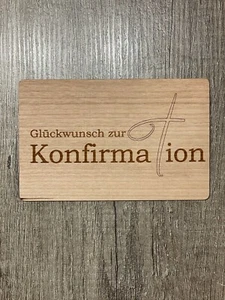 Glückwunschkarte aus Holz Geschenk Karte Geschenkkarte Konfirmation # 2 Konfi - Bild 1 von 1