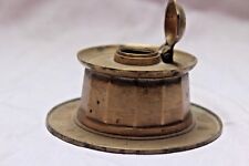 RARE OLD BRASS FINISH INK POT WITH CAP INKWELL DECORATIVE COLLECTIBLE BR 14