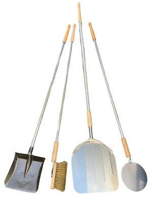 PALE PER PIZZA RETTANGOLARE IN ALLUMINIO 32X34 CM SPAZZOLA TONDA PALA CENERE4 PZ - Immagine 1 di 2