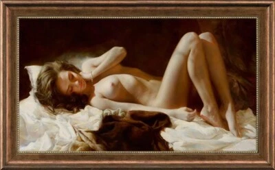 Handmade Original Oil Painting art female nude girl  on canvas 24"X40" - Image 1 of 2