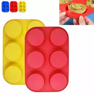 2 PC Silicone Muffin Pan 6 Cup Cupcake Baking Pan Non Stick Tray Food Grade Mold - Picture 1 of 1