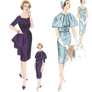 1960s Pattern, Vogue Midi Dress & Capelet - Bust=34" (86cm) - Picture 1 of 1