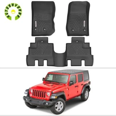 3D Floor Mats Liners for Jeep Wrangler JK JKU 2014-2018 All Weather Protection Foto 1 de 4