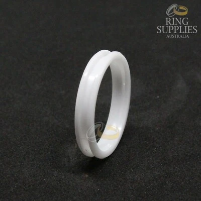 4mm White Ceramic Ring Blank with 2mm channel for inlay materials - image 1 of 4