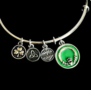 Celtic Irish Charm Adjust Bangle Bracelet Claddagh Trinity Knot Ireland Shamrock - Picture 1 of 4