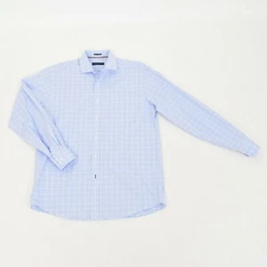 Tommy Hilfiger Shirt 16 Blue/Purple Pastel Plaid Non-Iron Cotton Button-Down - Picture 1 of 7