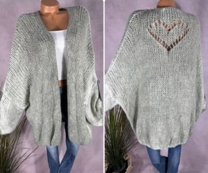 Offene Grob Strick Jacke Cardigan KIDMOHAIR Italy washed out SALBEI 40 42 44 46 - Bild 1 von 9