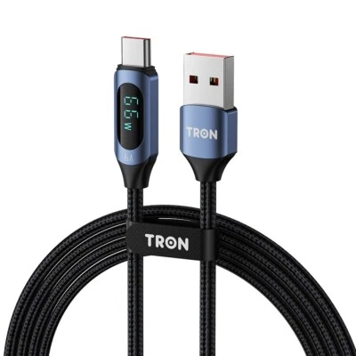 TRON USB A-C Digital Display Braided Charging Cable 6A | 5FT - Image 1 of 4