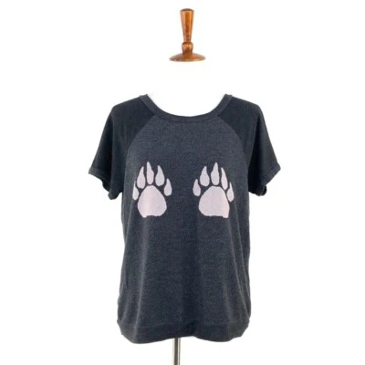 Suéter de manga corta con estampado de pata gris Wildfox para mujer talla M Foto 1 de 4