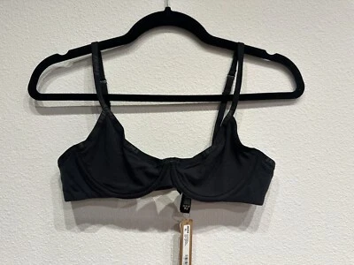 Skims Fits Cotton Logo Demi Bra Color Black Size 36A New - Image 1 of 3