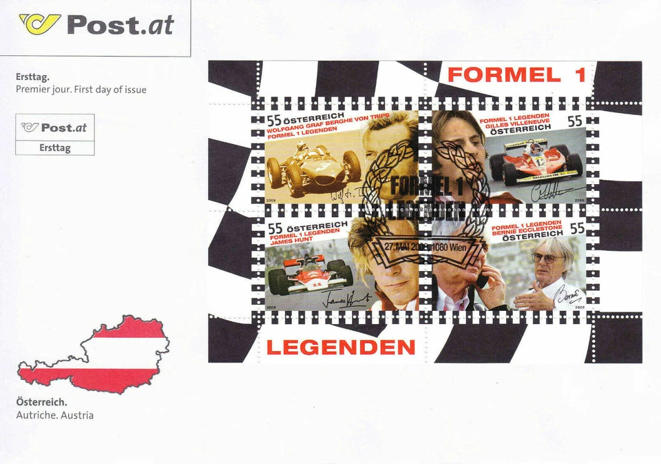 2009 - Formula 1 Legends - Minisheet - FDC - Image 1 of 1