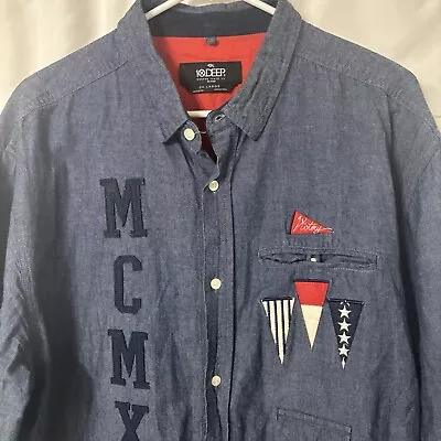 10 Deep Men 2XL Shirt Blue Long Sleeve Shirt MCMXCV Victory - Image 1 of 4