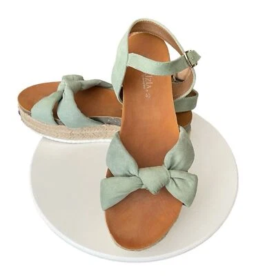 PATRIZIA BY SPRING STEP MADHURI MINT GREEN  ESPADRILLE PLATFORM SANDAL 40-US 9.5 - Image 1 of 4