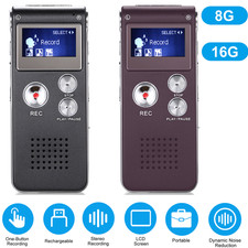 8G/16G Registratore Vocale Digitale Lettore Dittafono Mp3 Ricaricabile IT E4V4