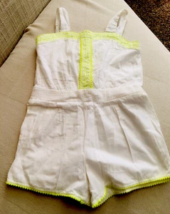 Janie and Jack Girls One-Piece White Outfil w/Neon Trim Size 5 - Picture 1 of 8