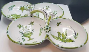Vintage Hand Painted 4 Section Serving Dish Plate With Handle Made In Italy EUC - Picture 1 of 7